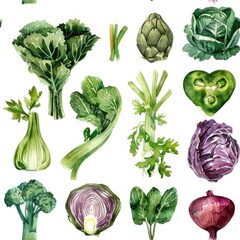 Poster - Assorted Vegetables on White Background