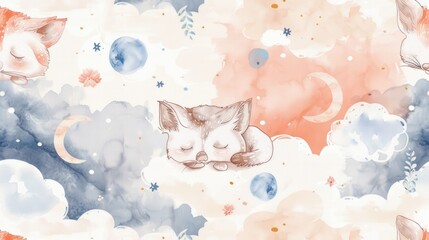 Poster - Sleeping Cat on Cloud