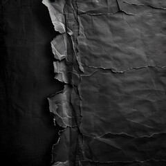 Black background with ripped paper edge, grunge style, dark atmosphere 