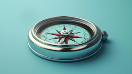 Poster - Silver and Red Compass on Blue Surface