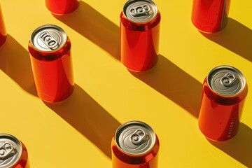 Aufkleber - Red soda cans on yellow surface