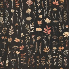Poster - Various Flowers on Black Background
