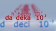 © DBA - da deka 10 1 Metric Prefixes numbers - 3D render illustration - white background