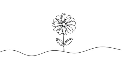 Wall Mural - The flower is drawn as a continuous line. Vector illustration.