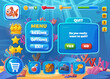 Underwater game pause menu vector illustration