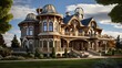 © Iman - Panoramic view of a luxury house in the city park.
