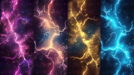 Wall Mural - Colorful lightning background created with Generative AI