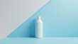 Bottle mockup background, white bottle on blue background, container clean backdrop jar refreshment