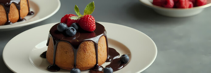 Wall Mural - chocolate cake with strawberry