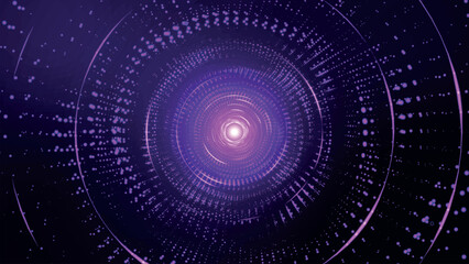 Poster - Abstract digital background. Big data visualization. Circular rotations of fantasy circle of colorful particles, beautiful color spiral. 3d vector illustration