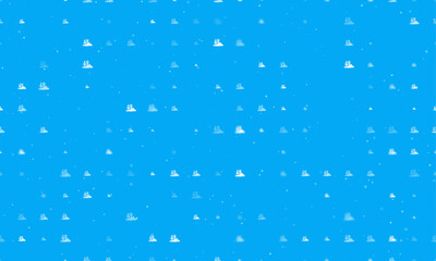 Poster - Seamless background pattern of evenly spaced white wild cactus symbols of different sizes and opacity. Vector illustration on light blue background with stars