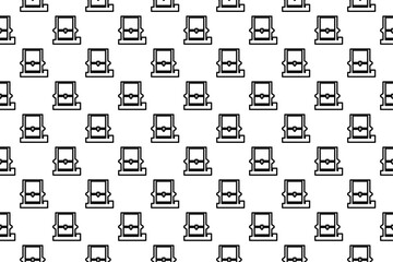 Poster - Seamless pattern completely filled with outlines of 3D printer symbols. Elements are evenly spaced. Vector illustration on white background