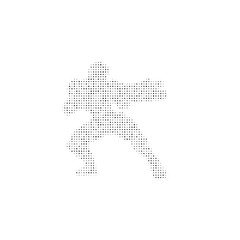 Poster - The combat robot symbol filled with black dots. Pointillism style. Vector illustration on white background