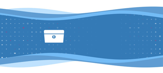 Poster - Blue wavy banner with a white chest symbol on the left. On the background there are small white shapes, some are highlighted in red. There is an empty space for text on the right side