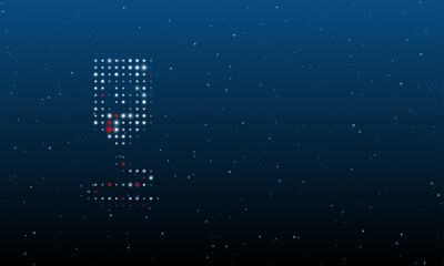 Poster - On the left is the 3D printer symbol filled with white dots. Background pattern from dots and circles of different shades. Vector illustration on blue background with stars