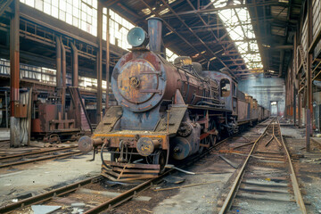 A train is sitting on the tracks in a train station