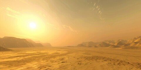 Wall Mural - a desert landscape with a sun in the sky