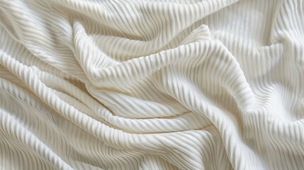 Canvas Print - Background of white corduroy fabric texture, showcasing a clean, soft, and luxurious textile