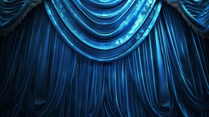 Wall Mural - Background featuring a blue velvet stage curtain