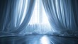 Curtains drape over a window brightly illuminated from behind
