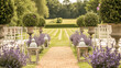 Wedding Ceremony Decorated with Lavender Flowers in the garden