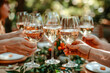 © Korea Saii - Champagne Sparkling wine Prosecco is poured into Glasses afterward and toasted Digital Art Wallpaper Background Backdrop Brainstorming Cover Card