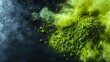 Green powder emitting smoke resembling a terrestrial plants smoke signal