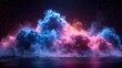 Blue and pink cloud explosion on a black background