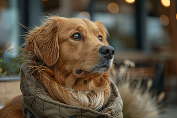 Poster - A service dog providing companionship and assistance to its handler, enhancing independence and quality of life. Concept of canine companionship. Generative Ai.