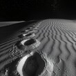 human footprints in a desert in the night