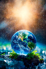 Wall Mural - Crystal earth. Green planet Save of earth. environment concept for background web or world guardian organization.	


