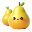 Smiling 3d render Cartoon Pears