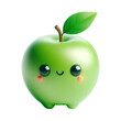 Cheerful Green Apple Cartoon Character 3d render