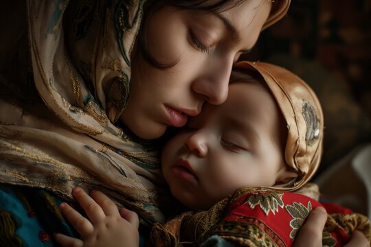 Nativity scene: Virgin Mary and Baby Jesus