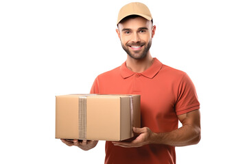 Wall Mural - Happy caucasian delivery man