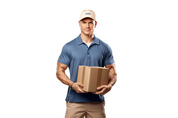 Wall Mural - Happy caucasian delivery man