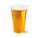Fototapeta  - An image of a Beer Plastic Cup with water drops isolated on a white background