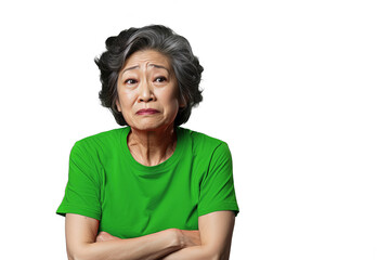 Wall Mural - Close up of a worried old chinese woman