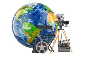 Poster - World cinematography, concept. 3D rendering isolated on transparent background
