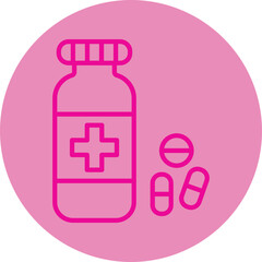 Sticker - Pills Bottle Pink Line Circle Icon