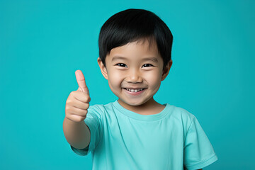 Wall Mural - Close up of an asian kid - Okay gesture