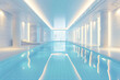 © soman - Luxurious indoor swimming pool with elegant lighting and a serene ambiance, isolated on solid white background.