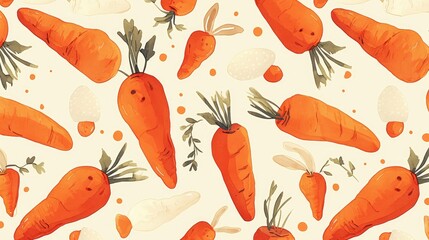 Canvas Print - Get ready for Easter with a charming carrot themed pattern featuring vibrant orange polka dots This versatile design can be applied to ceramic tiles wallpapers linoleum textiles or even used