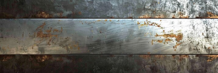 Canvas Print - The image features a weathered metal surface with peeling paint, evoking a sense of decay and the passage of time.