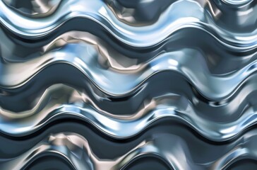 Sticker - A visually captivating image of a metallic surface with a wavy ripple effect, ideal for modern design elements.