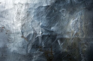 Sticker - A detailed shot of a weathered metal surface, with scratches and wear, ideal for grunge-style backgrounds or texture overlays.