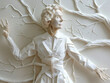 An intricate origami sculpture of a therapist, with detailed facial features and clothing, on a white background.