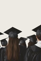 Canvas Print - Back view image of graduate student in graduation cap Generative AI