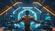Beneath a neonlit sky, the bodybuilder sculpted his physique with biomechanical weights, each pump surging energy through his augmented muscles