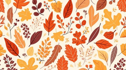 Poster - explore the captivating autumn vibes with this pattern featuring fall leaves in black flat and outli